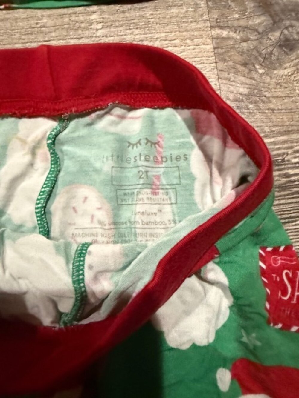 Little Sleepies Two-Piece Pajama Set Size 2T Santa & Cookie Print - Picture 5 of 6